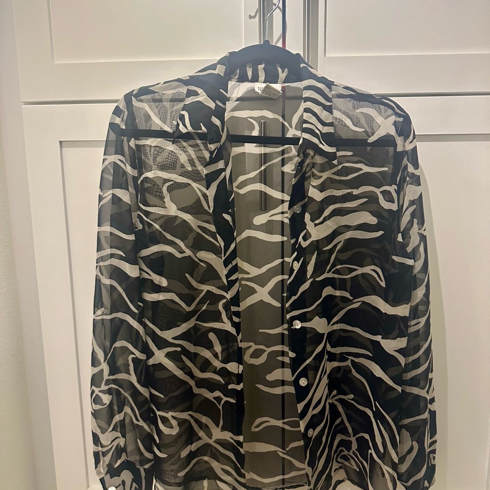 Sheer Black and White Zebra Print Blouse
